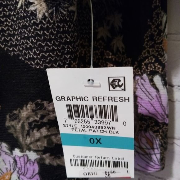 Style & Co - BOHO Tunic Floral Top - Purple Black - 0X - Picture 5 of 9